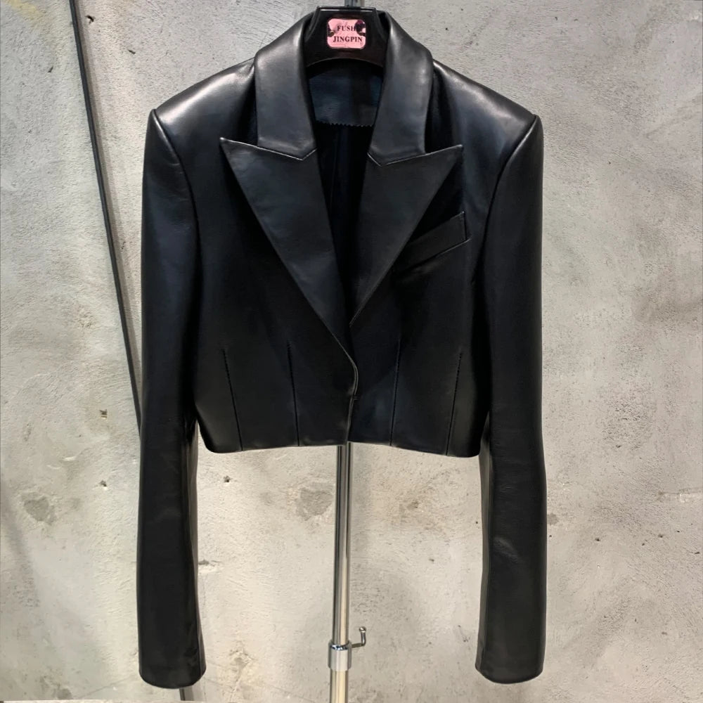 SHOULDER Sheepskin Blazer-Blazer-SAINT CHIC