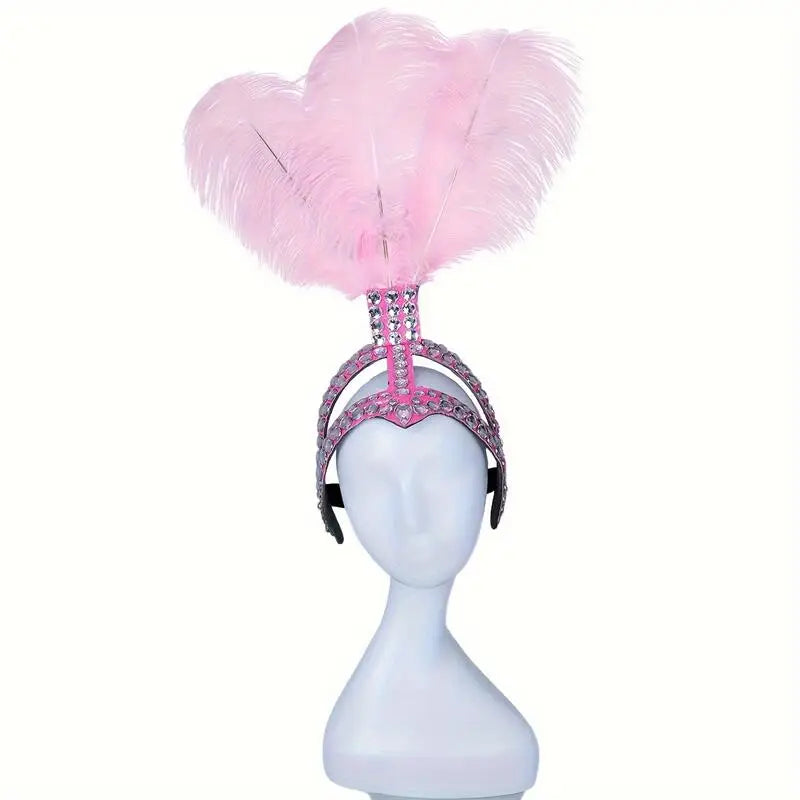 SHOWGIRL Ostrich Feather Headdress-Hair Accessory-SAINT CHIC-Light Pink-SAINT CHIC