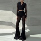 SIREN Sheer Flare Pants-pant-SAINT CHIC-Black-S-SAINT CHIC