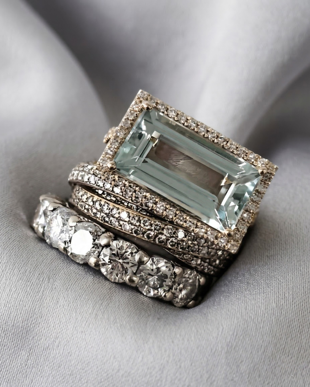 SOCIALITE STACK™ Cocktail Ring Set-ring-SAINT CHIC-Aquamarine-6-SAINT CHIC