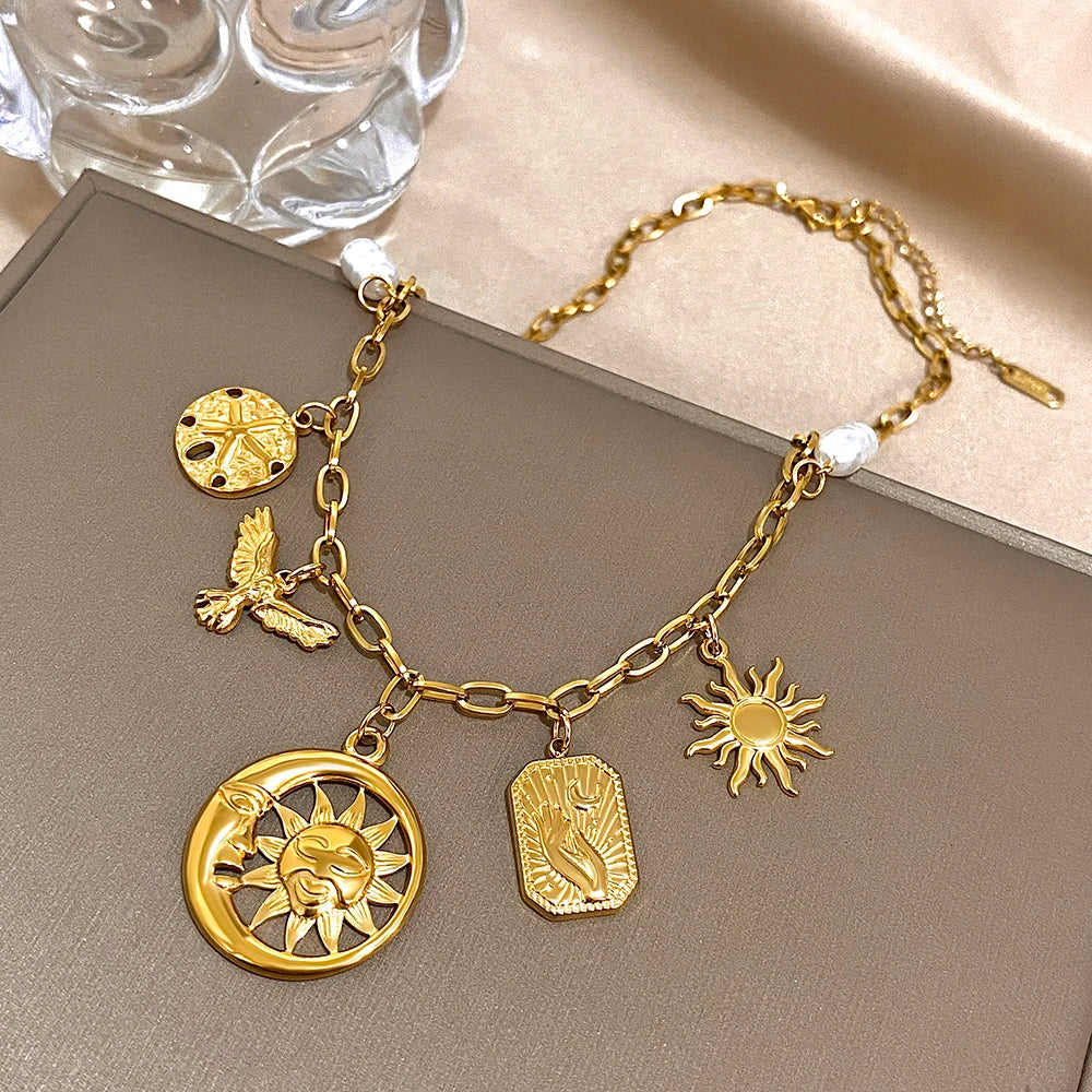 SOL & LUNA Charm Necklace Collection-necklace-SAINT CHIC-Sun Bird Tag-SAINT CHIC