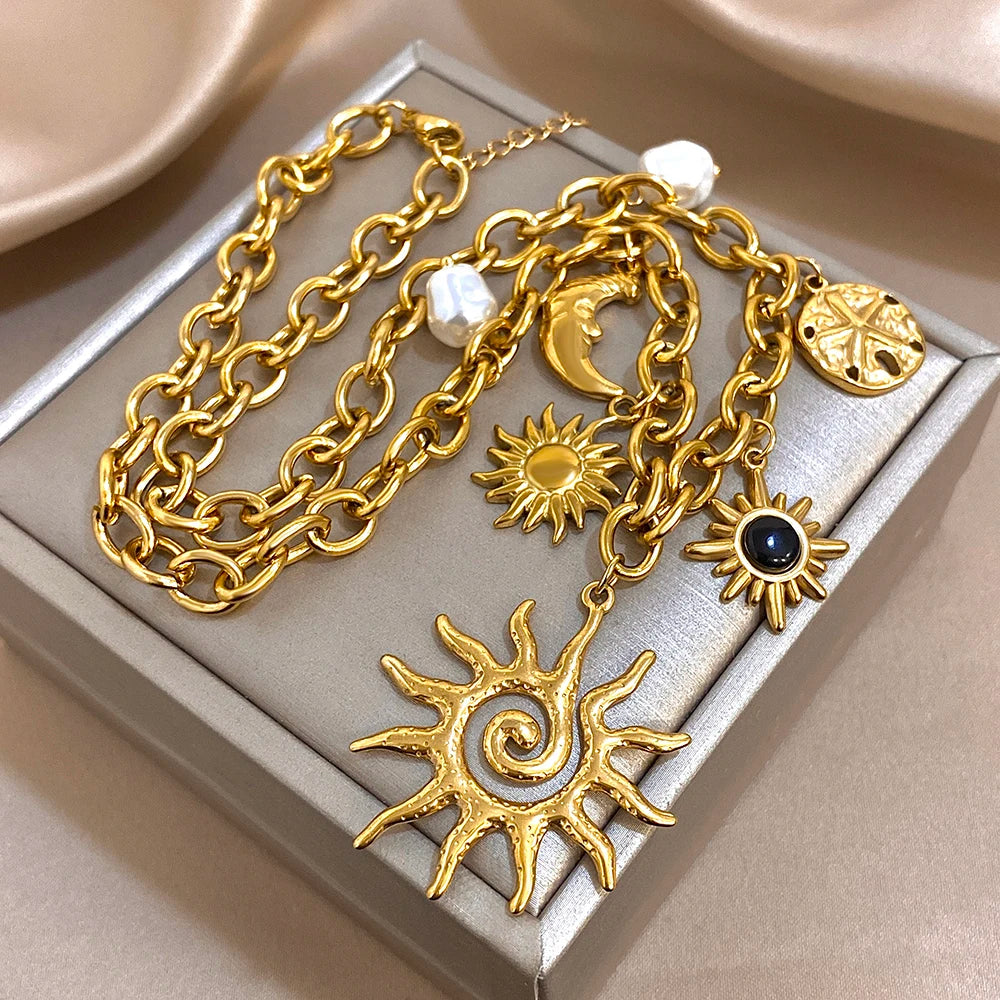 SOL & LUNA Charm Necklace Collection-necklace-SAINT CHIC-Sun & Moon-SAINT CHIC