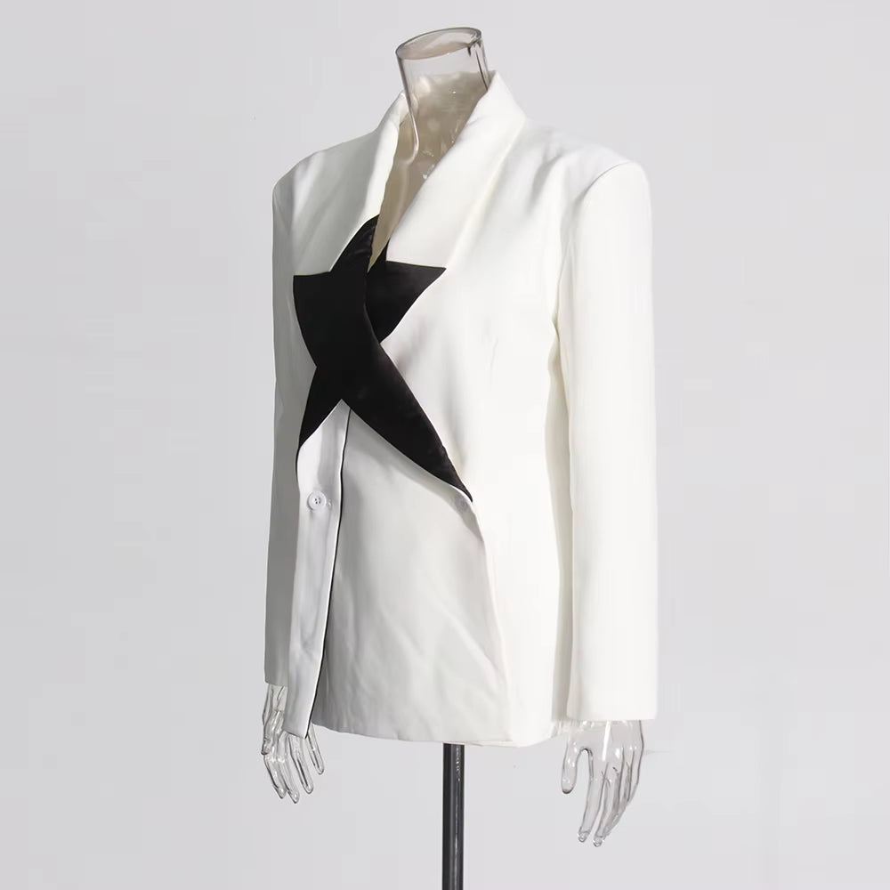 SPLICE Colorblock Blazer-Blazer-SAINT CHIC-White-S-SAINT CHIC