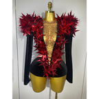 STARBURST Velvet Mesh Illusion Bodysuit-bodysuit-SAINT CHIC-Red-S-SAINT CHIC