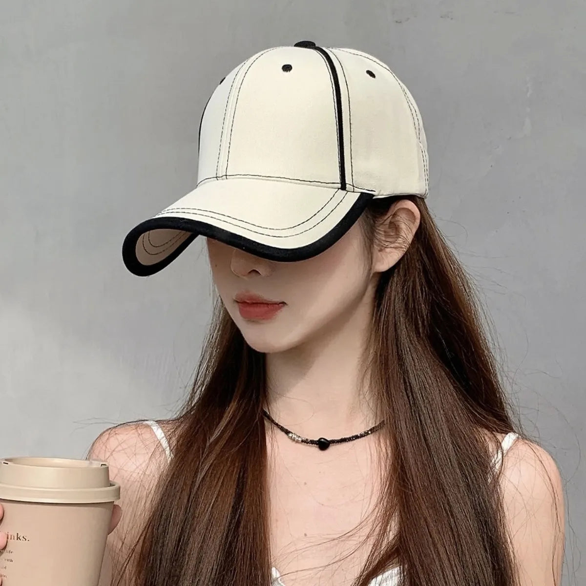 STRIPE Baseball Cap-Cap-SAINT CHIC-Off-White-SAINT CHIC
