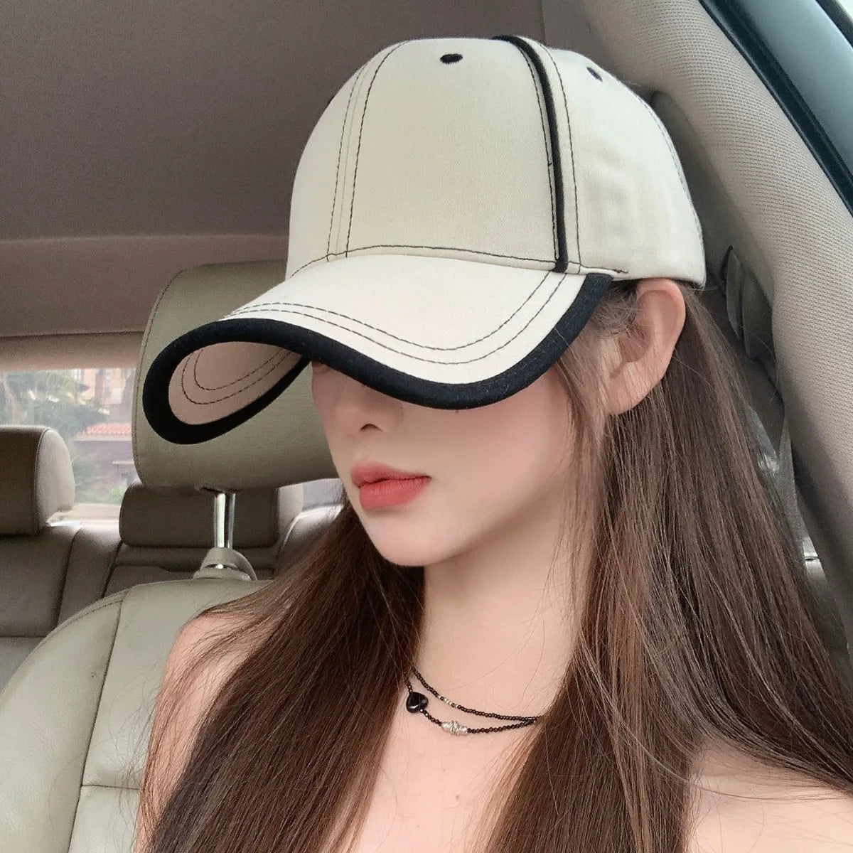 STRIPE Baseball Cap-Cap-SAINT CHIC-Off-White-SAINT CHIC
