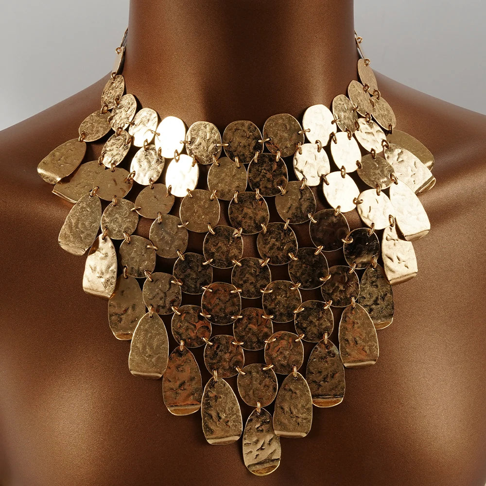 AURA Sculpted Collar Necklace-necklace-SAINT CHIC Main image