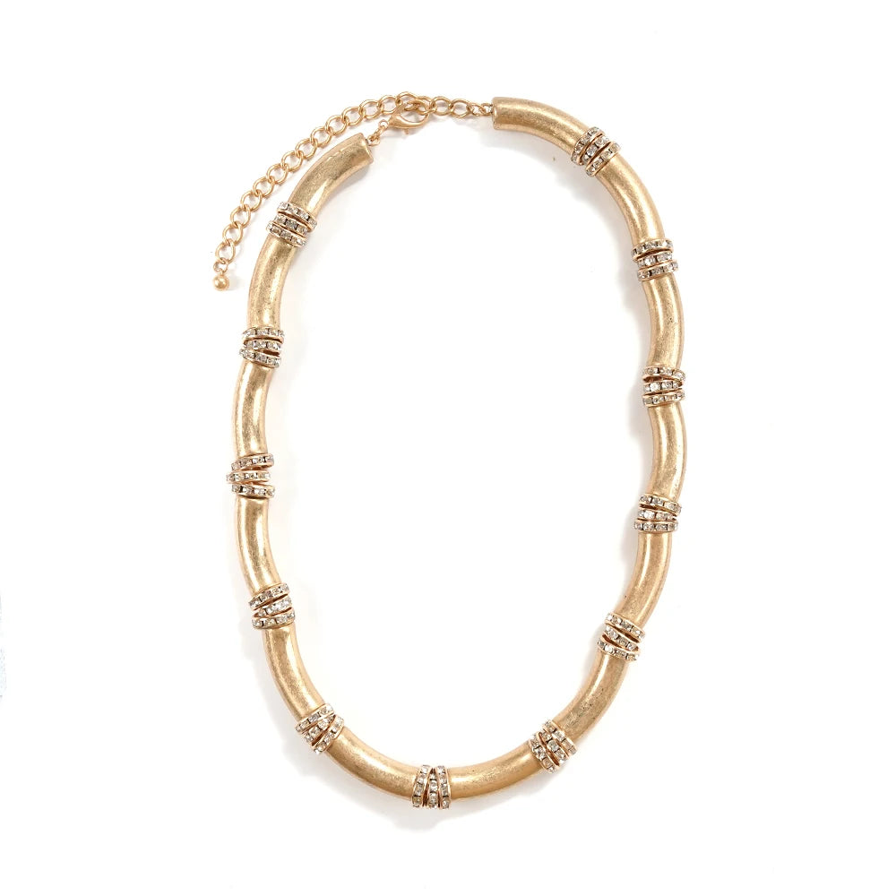 BAMBOO Crystal Link Choker-necklace-SAINT CHIC
