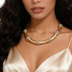 BAMBOO Crystal Link Choker-necklace-SAINT CHIC