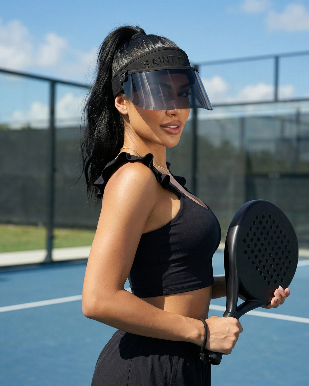 BLACKOUT Paparazzi Visor® 2.0 – All-Black Sun Shield-Hats-SAINT CHIC Main image