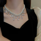 CASCADE Pearl Crystal Necklace-Necklace-SAINT CHIC