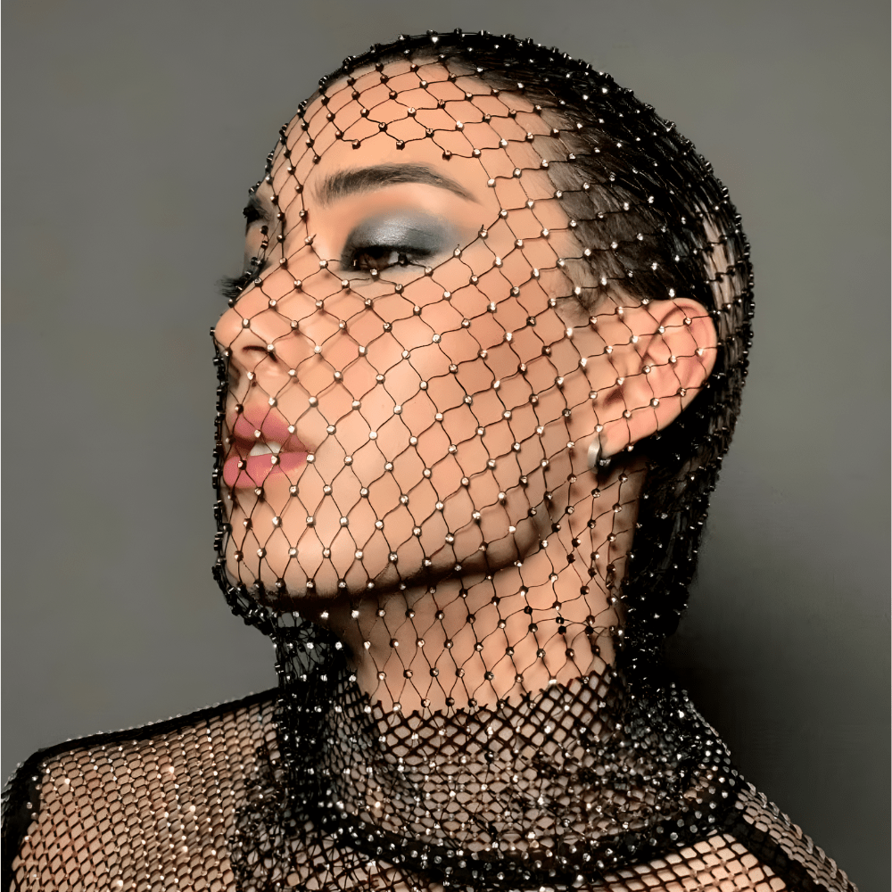 COVR Rhinestone Mesh Hood – Avant-Garde Statement Secondary image