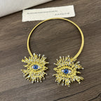 EVIL EYE SUNBURST CHOKER – Gold Crystal Collar Necklace-Necklace-SAINT CHIC