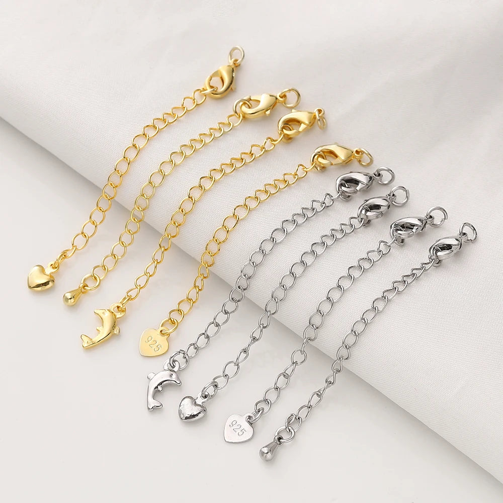 GOLD PLATED EXTENSION CHAINS – 5pc Charm Set with Lobster Clasps-Jewelry-SAINT CHIC Main image