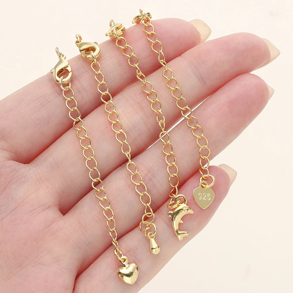 GOLD PLATED EXTENSION CHAINS – 5pc Charm Set with Lobster Clasps Secondary image