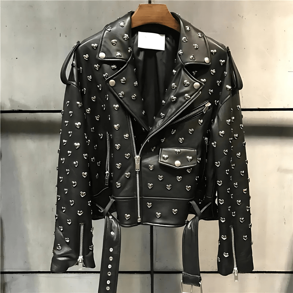 HEARTS Biker Jacket-Jacket-SAINT CHIC Main image