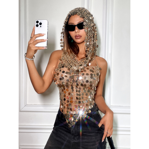HOODRICH Sequin Net Tank Set