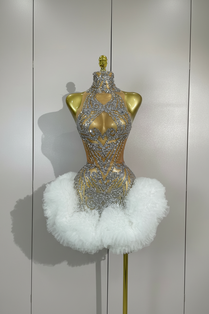 ICE SWAN Mini Dress-dress-SAINT CHIC Main image