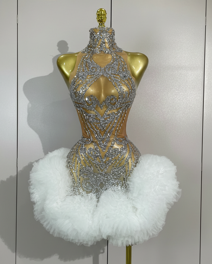 ICE SWAN Mini Dress-dress-SAINT CHIC