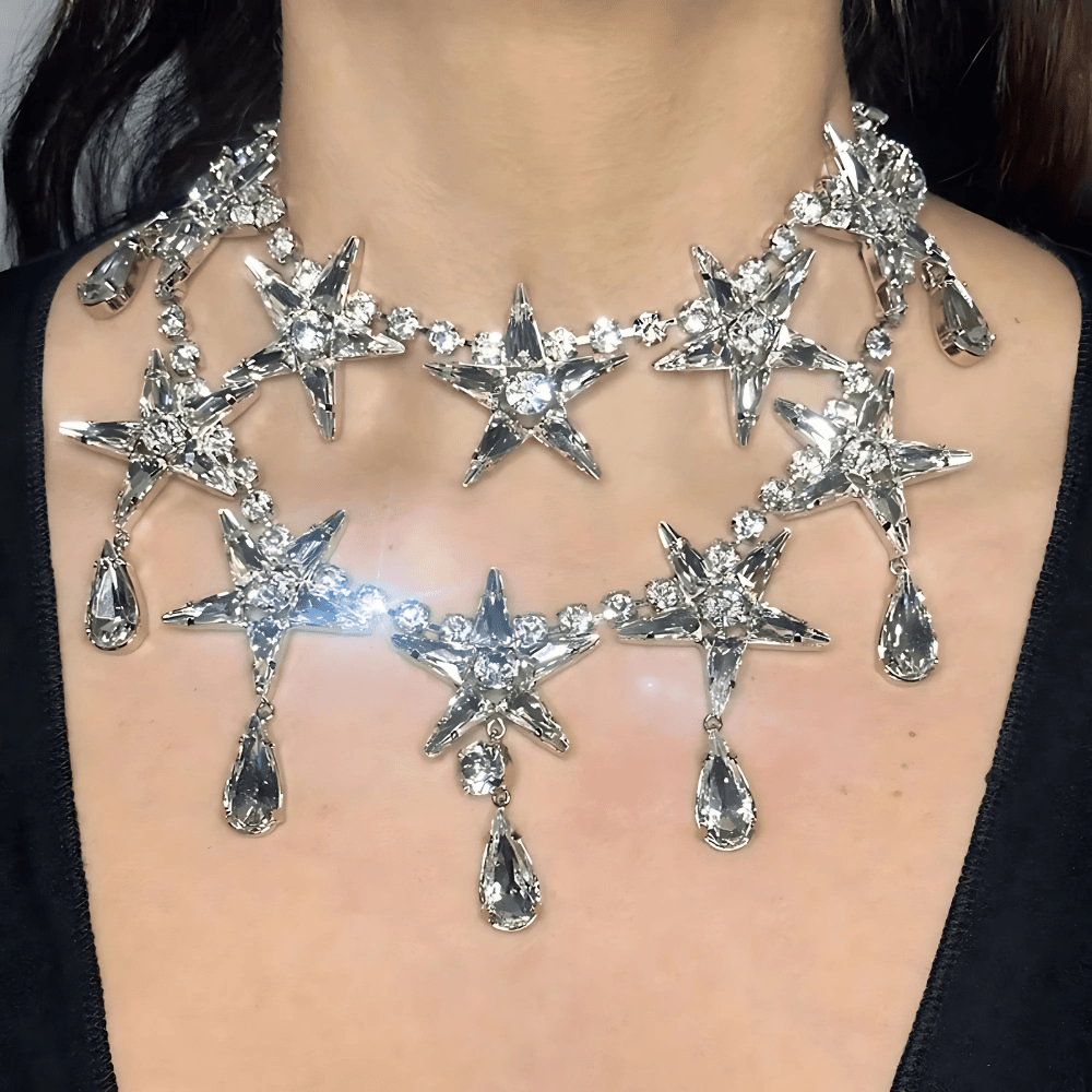 OPULENT Star Choker Necklace – Crystal Drop Statement Piece-Necklace-SAINT CHIC