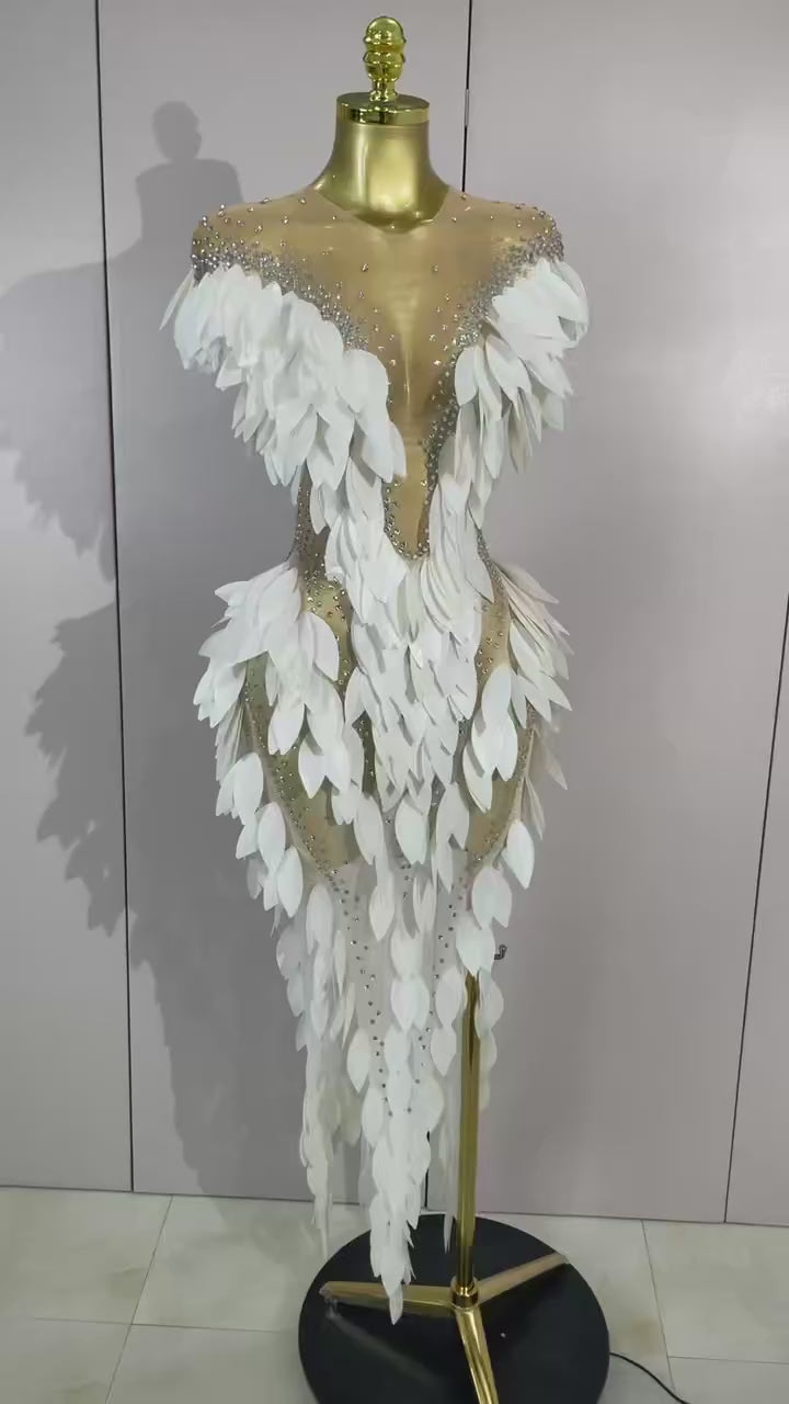 LUMIÈRE Pearl Mesh Gown