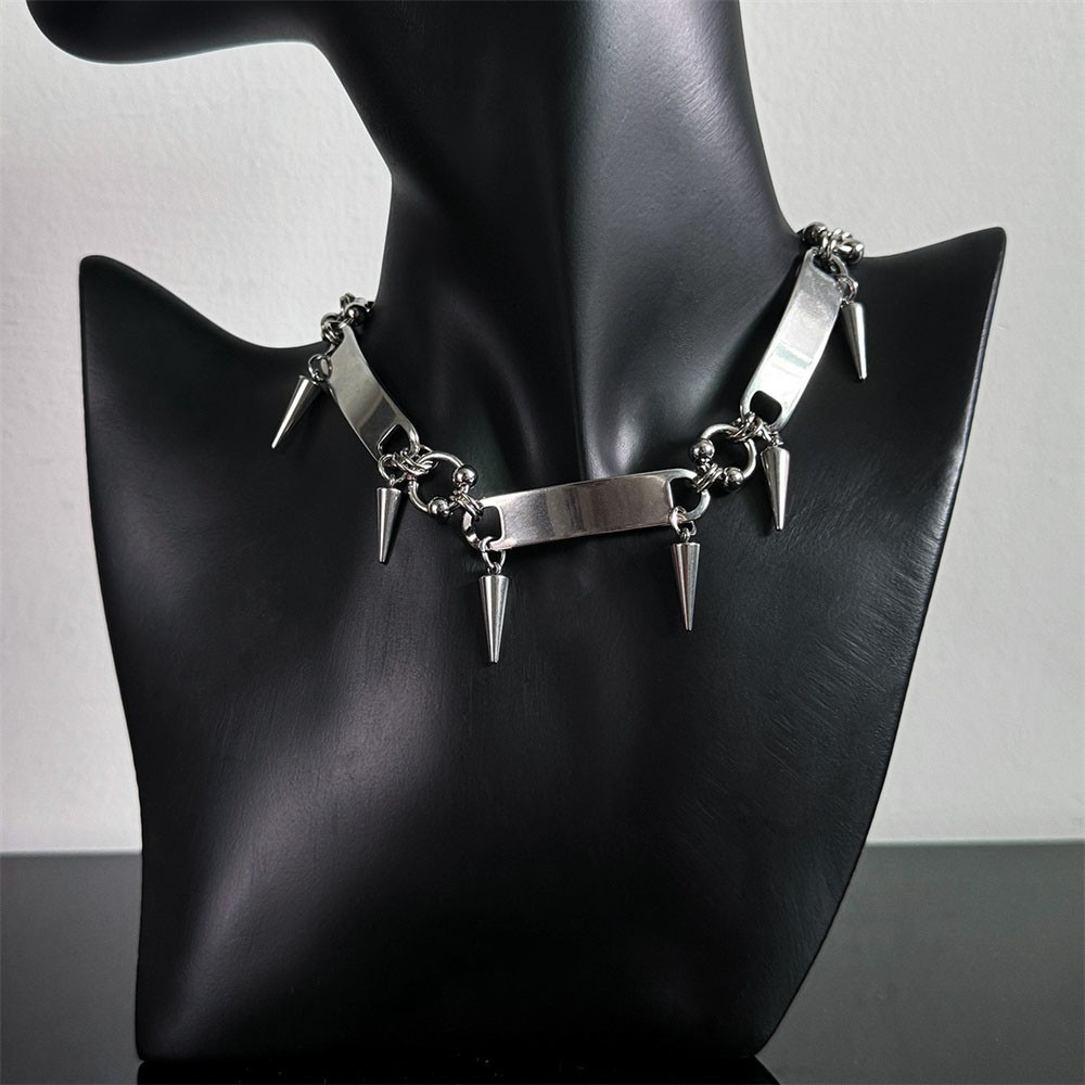 RIVETED Steel Spike Choker Necklace-SAINT CHIC