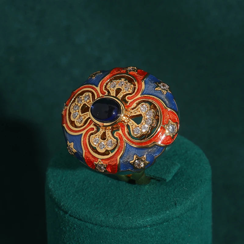 ROSETTE Enamel Ring-Ring-SAINT CHIC