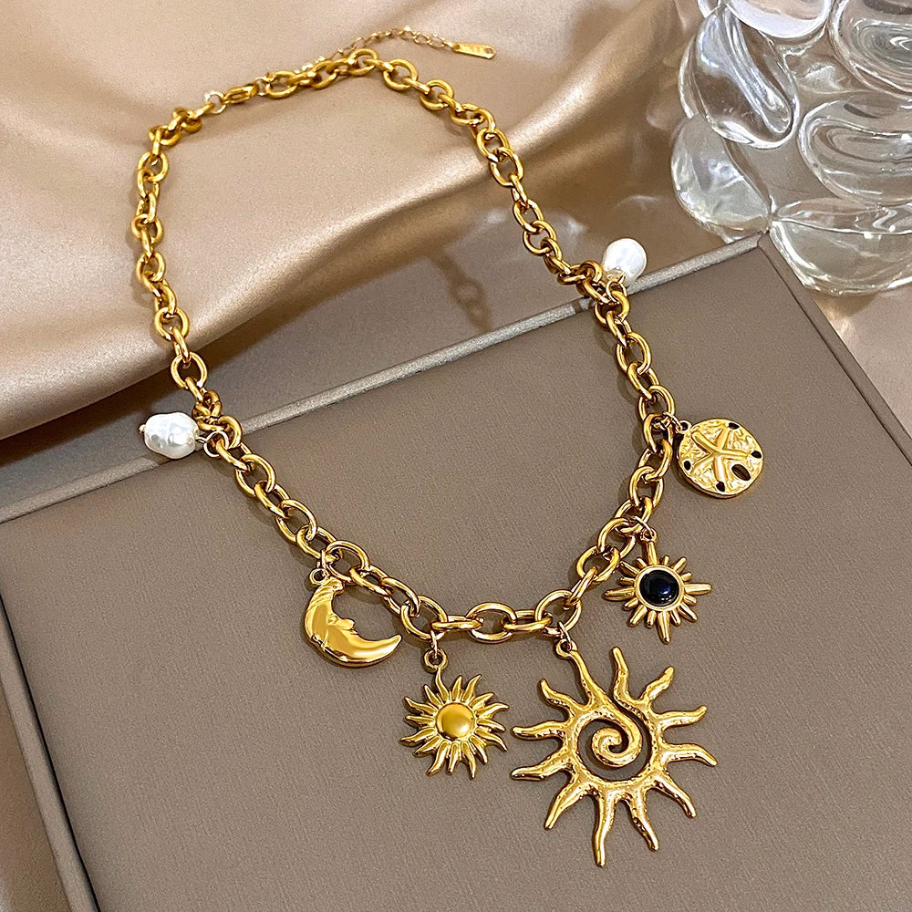 SOL & LUNA Charm Necklace Collection-necklace-SAINT CHIC Main image