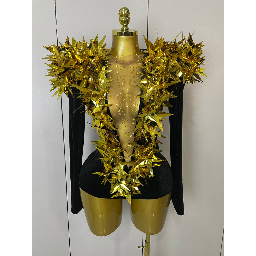 STARBURST Velvet Mesh Illusion Bodysuit-bodysuit-SAINT CHIC