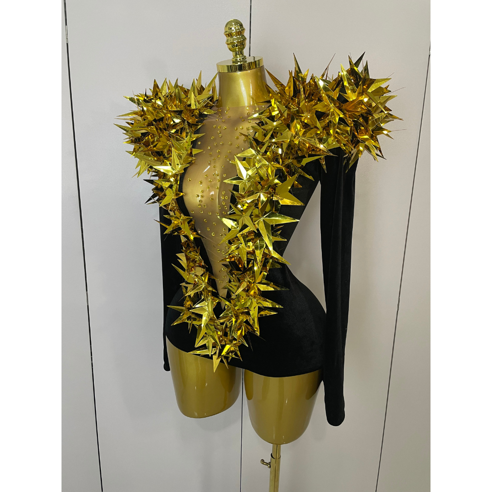 STARBURST Velvet Mesh Illusion Bodysuit Secondary image