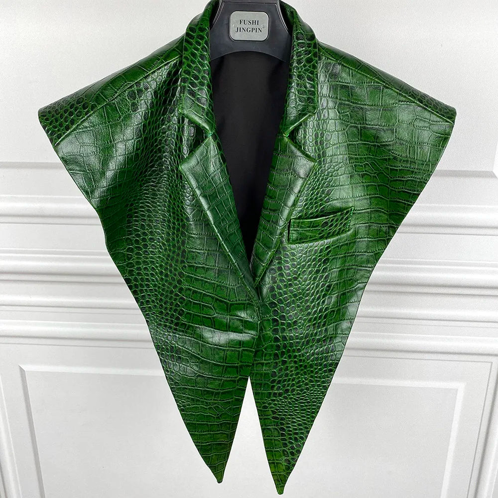 STRUCTURED Leather Shawl Collar Secondary image