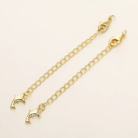 GOLD PLATED EXTENSION CHAINS – 5pc Charm Set with Lobster Clasps