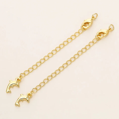 GOLD PLATED EXTENSION CHAINS – 5pc Charm Set with Lobster Clasps