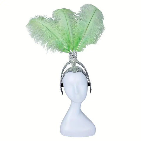 SHOWGIRL Ostrich Feather Headdress – Rhinestone Carnival Headpiece