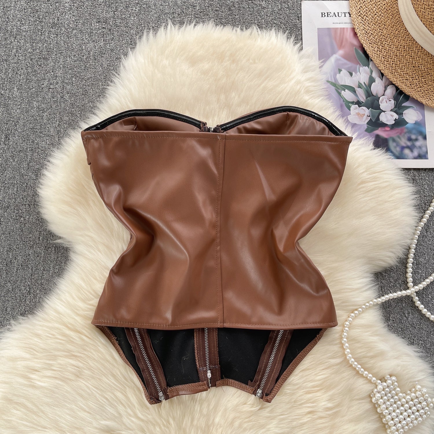 VIXEN Zip Corset-Top-SAINT CHIC