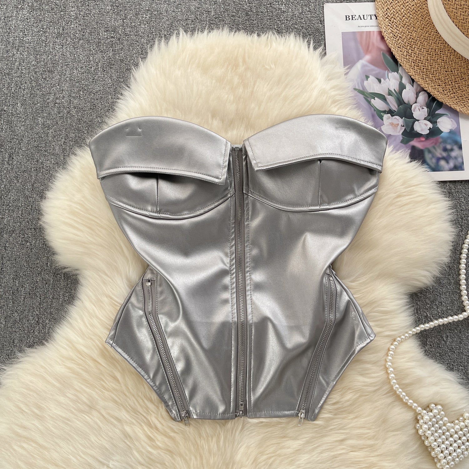 VIXEN Zip Corset-Top-SAINT CHIC