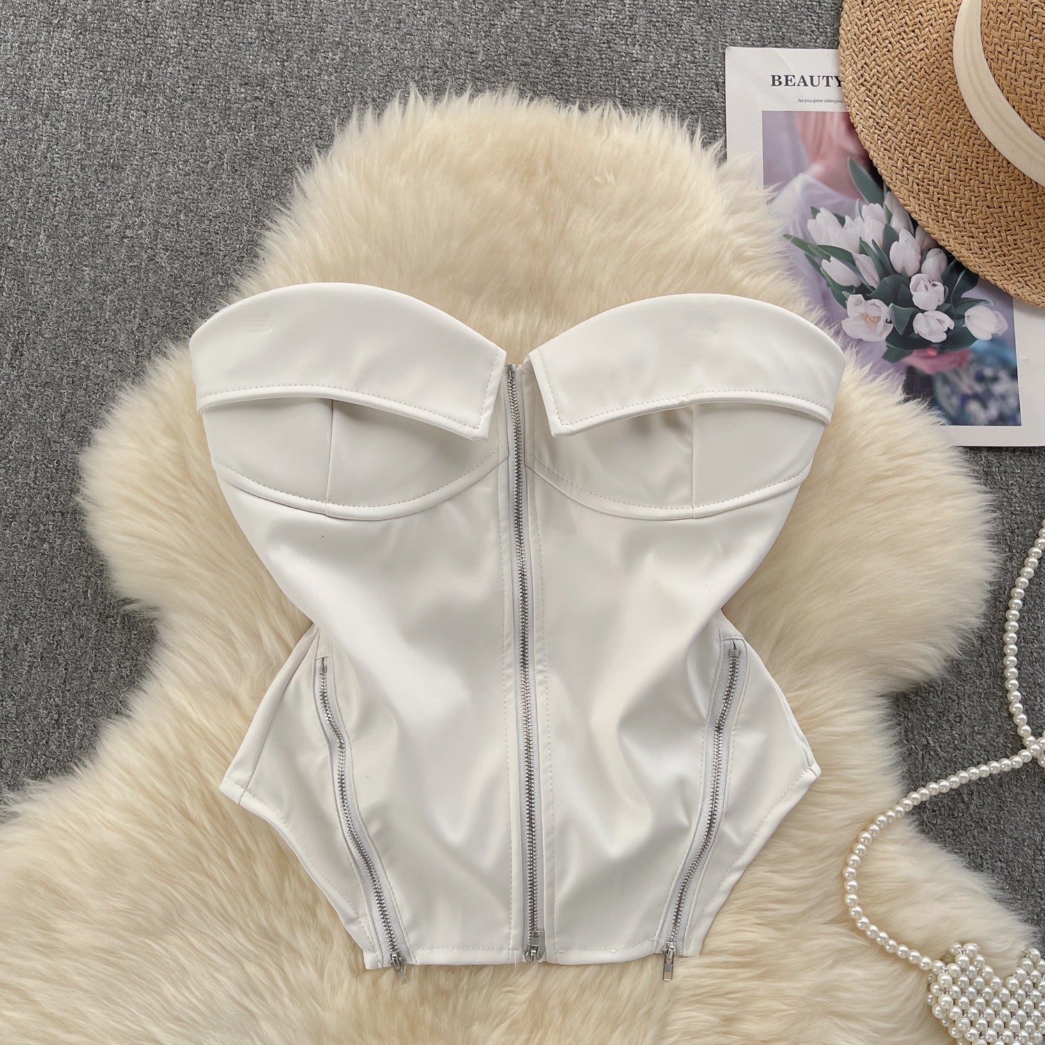 VIXEN Zip Corset-Top-SAINT CHIC