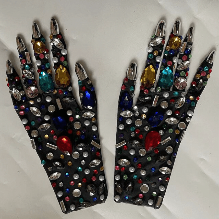 DISCO Rhinestone Gloves-Gloves-SAINT CHIC-Black-S-SAINT CHIC