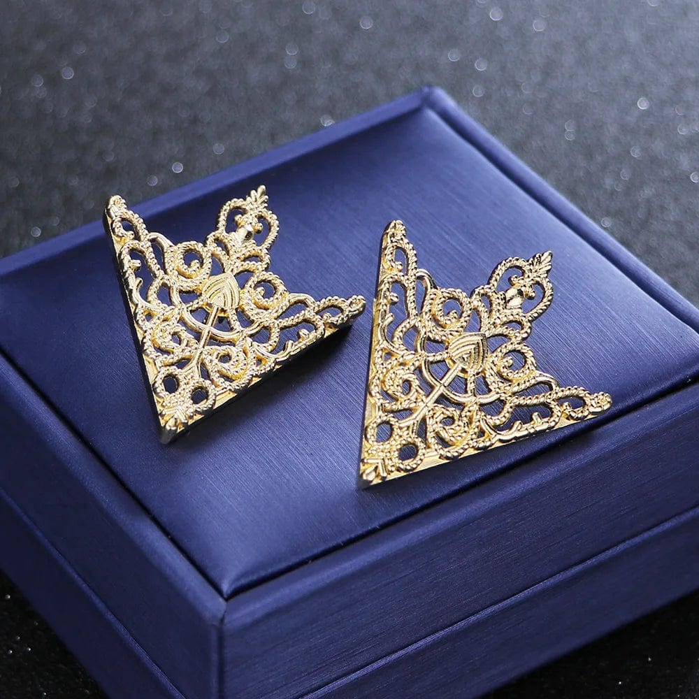 DALLAS Triangle Collar Pins – Metalwork Statement Brooches Secondary image
